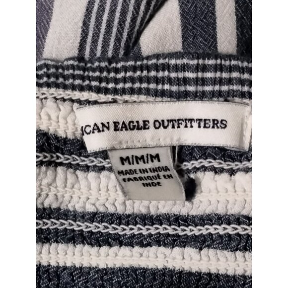 American Eagle Outfitters Striped V-Neck Cutout Embroidered Romper Size Medium - Picture 10 of 11